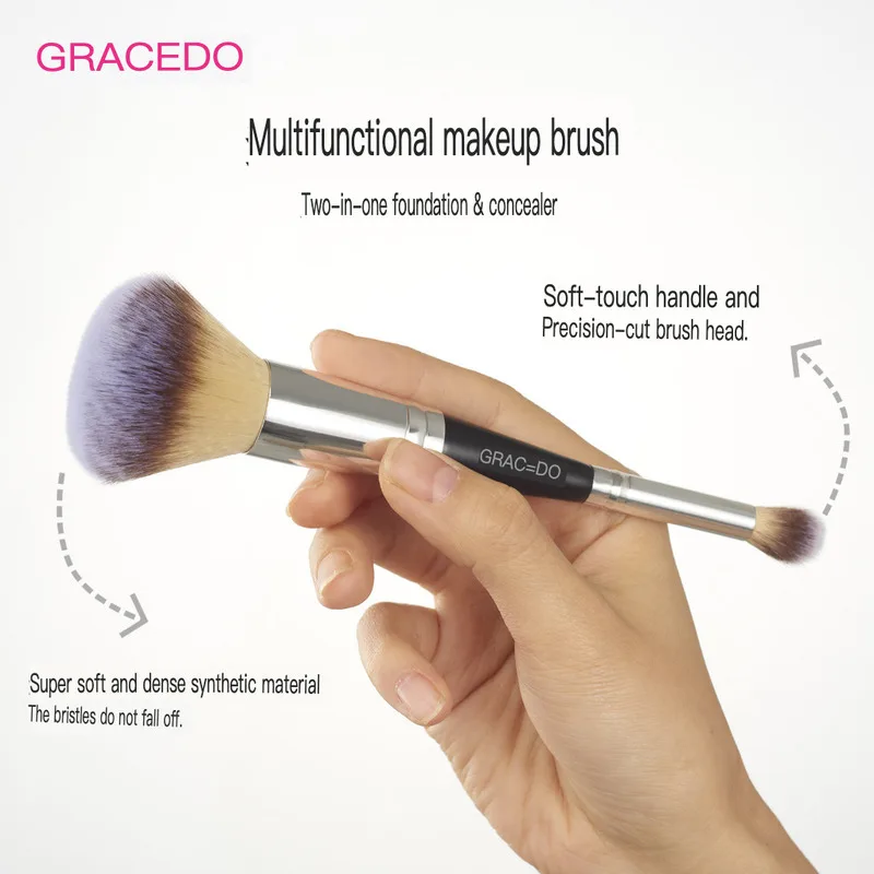 Pennello per trucco a doppia testa, Pennello per ombretto a setole morbide, Pennello per fondotinta, Pennello per correttore multifunzionale, Fard due in uno