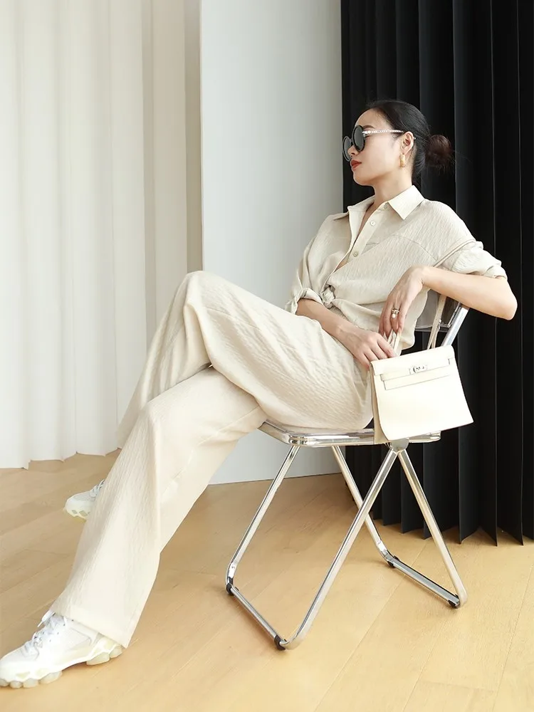 

Lemon Chen JIN специальная текстура пузырчатая ткань irt комплект широких брюк удобный воздушный комплект из полиэстера Faion для женщин