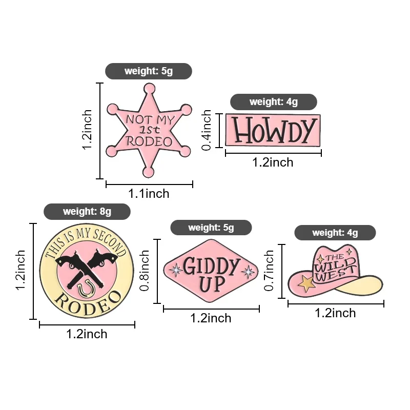 Rosa Cowgirl-Emaille-Anstecknadel, Stern, Hufeisen, Hut, Stiefel, Broschen, Howdy Giddy Up Abzeichen, Not My 1st Rodeo, Wild West Schmuck, Geschenk für Freunde – Detail 1