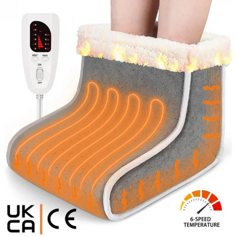 

Electric Foot Warmer, Rapid Heating Pad 6-Level Heating Feet Warmers Washable, Heated Slippers Christmas Gift for Wome
