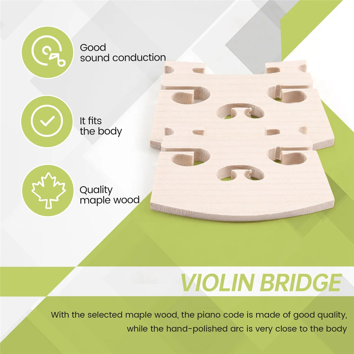 أجزاء الكمان Lo-ok Violin-Bridge-5pc-4/4 أجزاء كمان جسر القيقب، 4 قطع
