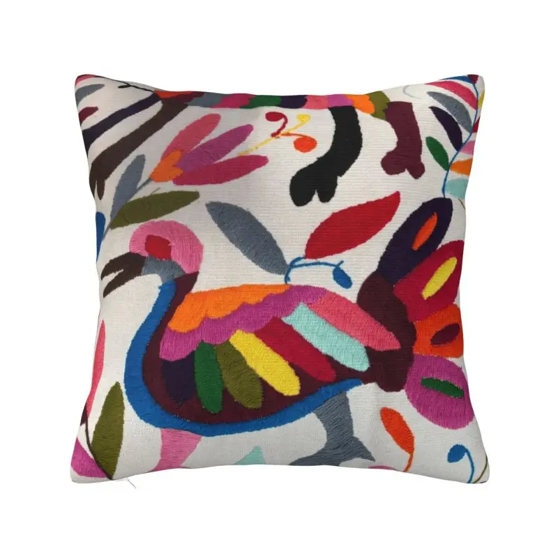 Mexican Otomi Embroidery Pillow Case 40x40cm Decoration Modern Traditional Floral Textile Chair Cushion Square Pillowcase