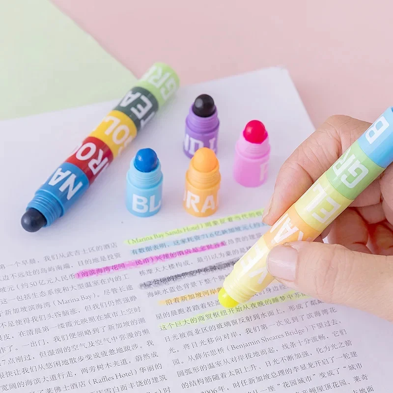 6/12pcs/set Colors Rainbow Mini Splicing Pastel Gel Highlighter Markers Pen Office School Stationery Painting Mark Art Supplies