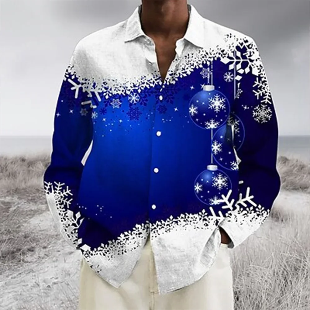 2025 nueva camisa festiva de manga corta con estampado 3D de tema navideño para hombre, camisa de vacaciones hawaiana informal Retro para hombre