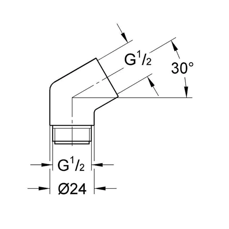 Adaptador cotovelo chuveiro 30 ° ângulo G1/2 macho para fêmea conector extensor cabeça chuveiro