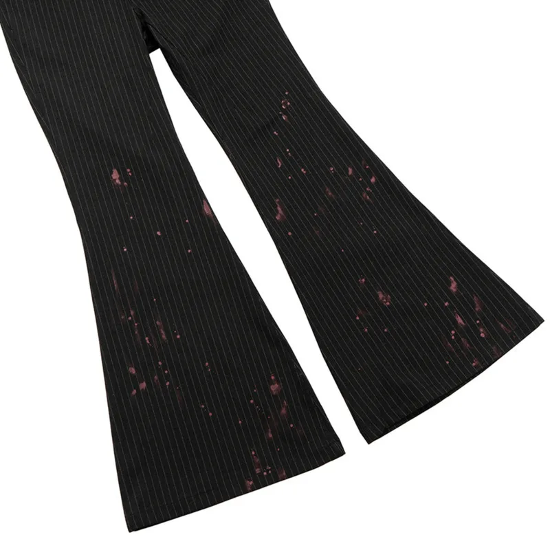 WVGA Frühling Herbst Neue Mann Flut High Street Splash-tinte Cut Gestreiften Design Nische Chic Casual Ausgestelltes Breite bein Anzug Hosen Ins W9168