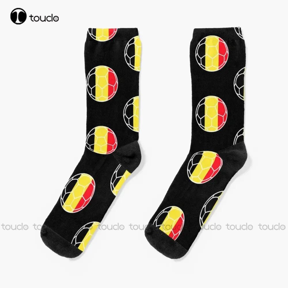 Belgium Football Flag Socks Socks For Boys Personalized Custom Unisex Adult Teen Youth Socks Christmas Gift Colorful Cartoon