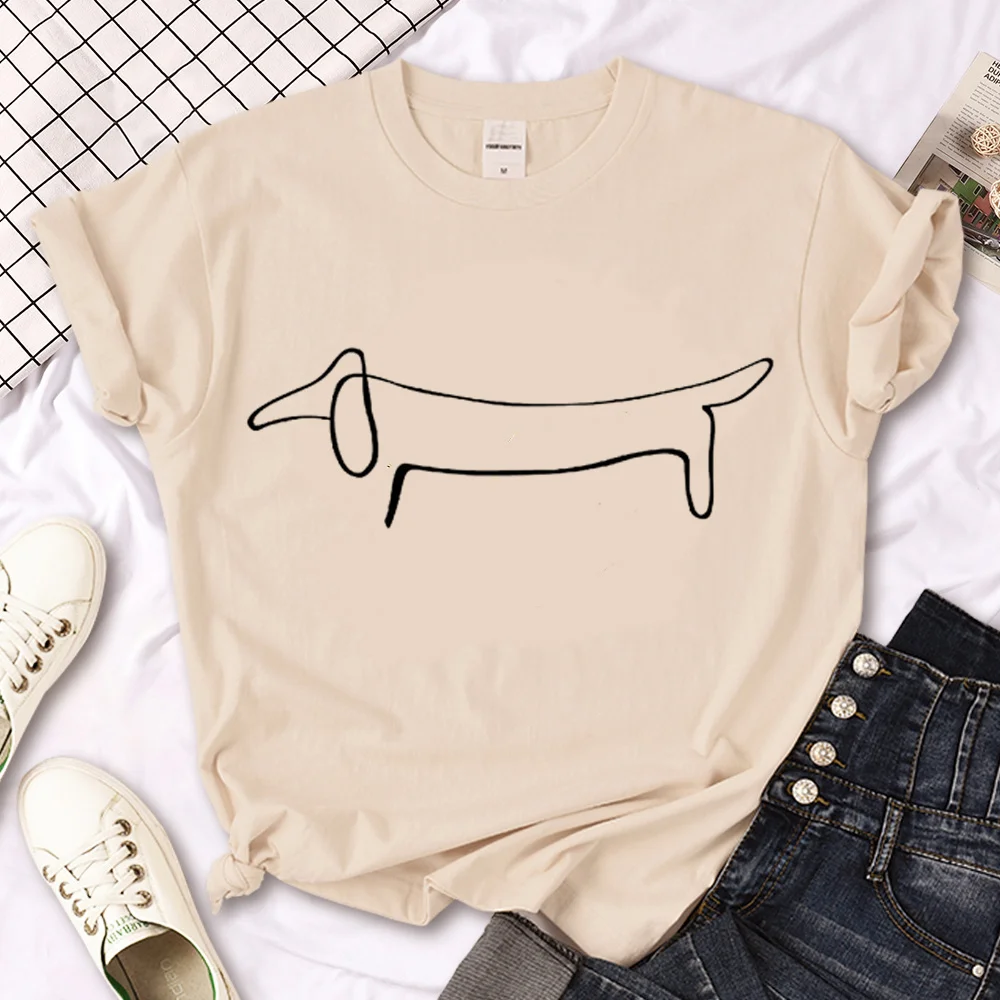 Dachshund t-shirts women manga t shirt female funny y2k 2000s clothing