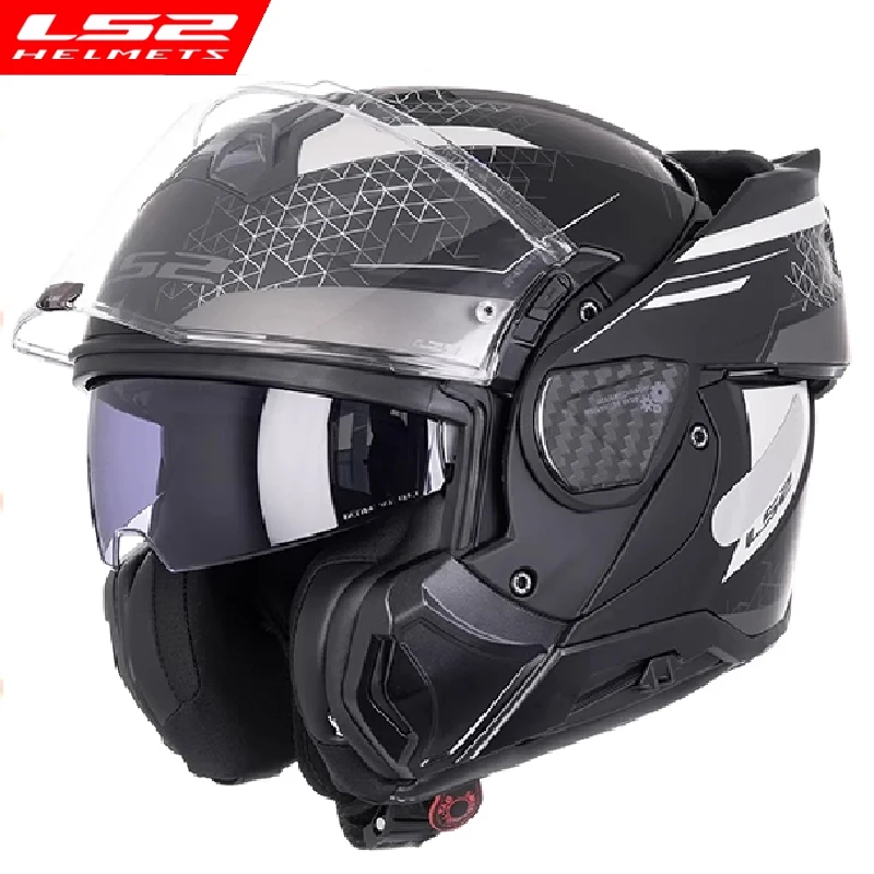 

LS2 FF910 Advant Flip Up Modular Carbon Fibre Motorcycle Helmet Men Double Visors Full Face Off-road Helmet Cascos Para Moto DOT