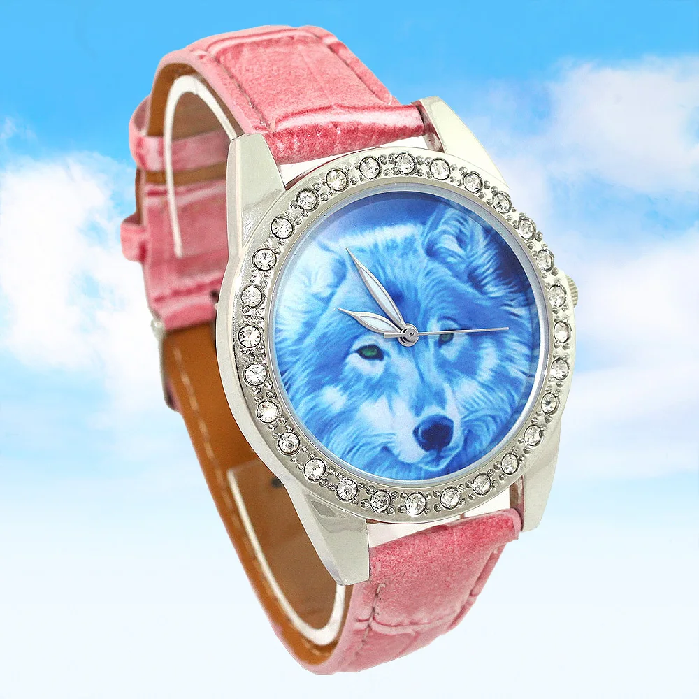 

Women's Casual Quartz Watch Wolf Dial Analog Movement Leather Strap Wristwatch