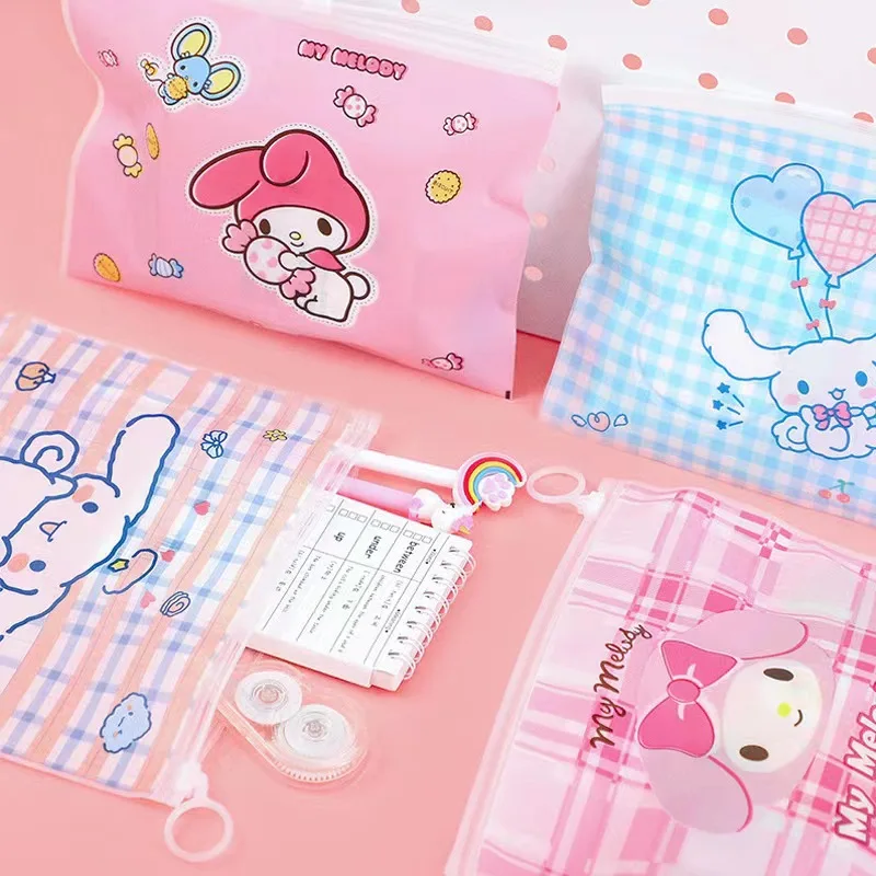 Imagem -03 - Lot Sanrio Kawaii Cinnamoroll Melody Ring Pencil Case Storage Bolsa Stationery Pouch Office School Supplies Promotion Gift 50 Pcs