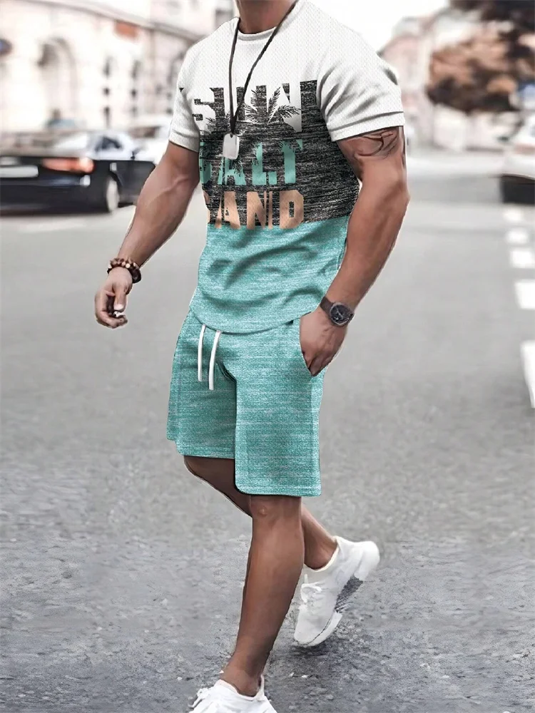 

Новый мужской костюм 2025 года с ретро-принтами и дышащим и удобным летним уличным модным повседневным носком.