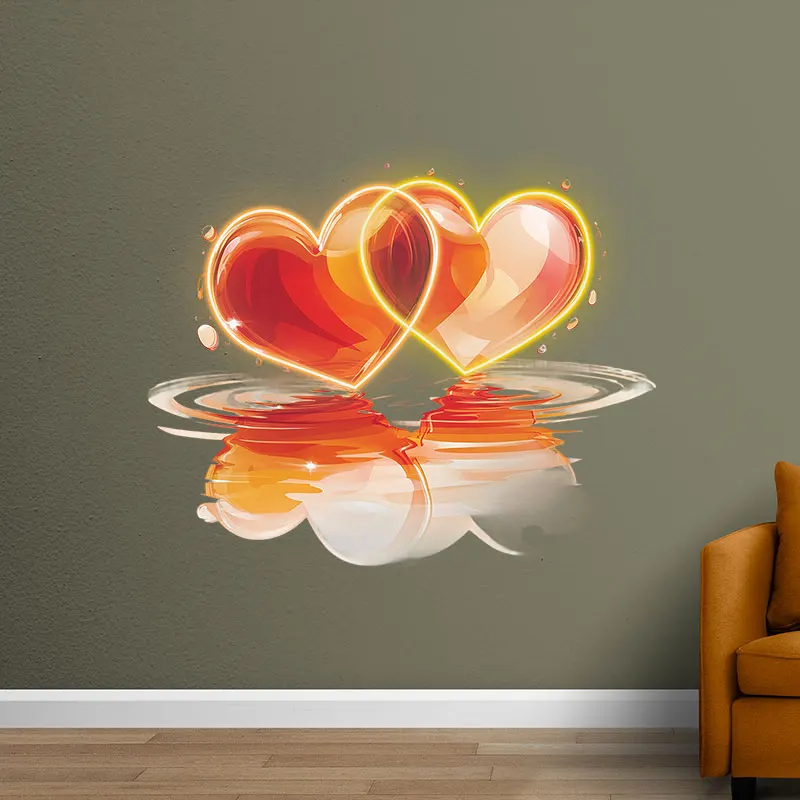 Beautiful Heart To Heart With Reflections Neon Sign, Creative Wall Hanging Neon Light, Perfect Wedding Art Decor Light