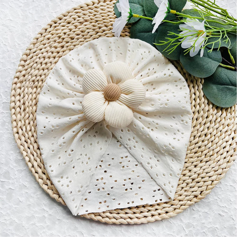 Lovely Flower Baby Hat Newborn Turban Baby Girl Cap Hollow Elastic Headwraps Cute Headbands Infant Beanies Cap Hair Accessories