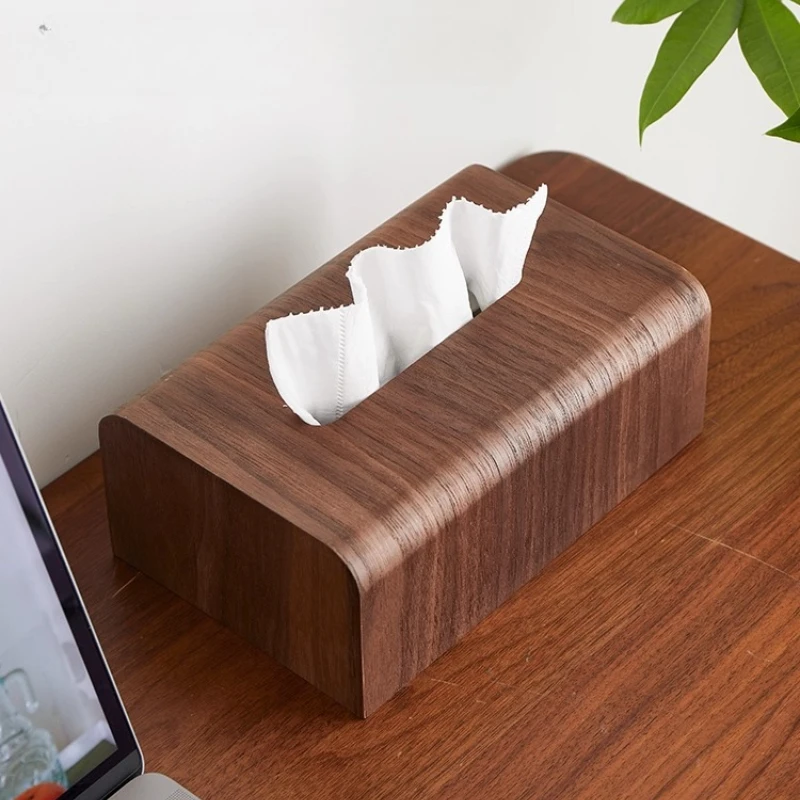 

Luxury Walnut Color Tissue Box Modern Chinese Style Tabletop Organizer Premium Napkin Dispenser Minimalist Living Room Decor