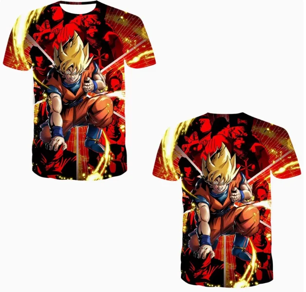

2025 Summer Hot-selling New Anime Dragon Ball Series T-shirt 3D Fashion Short-sleeved Crew Neck Casual Street Breathable Top
