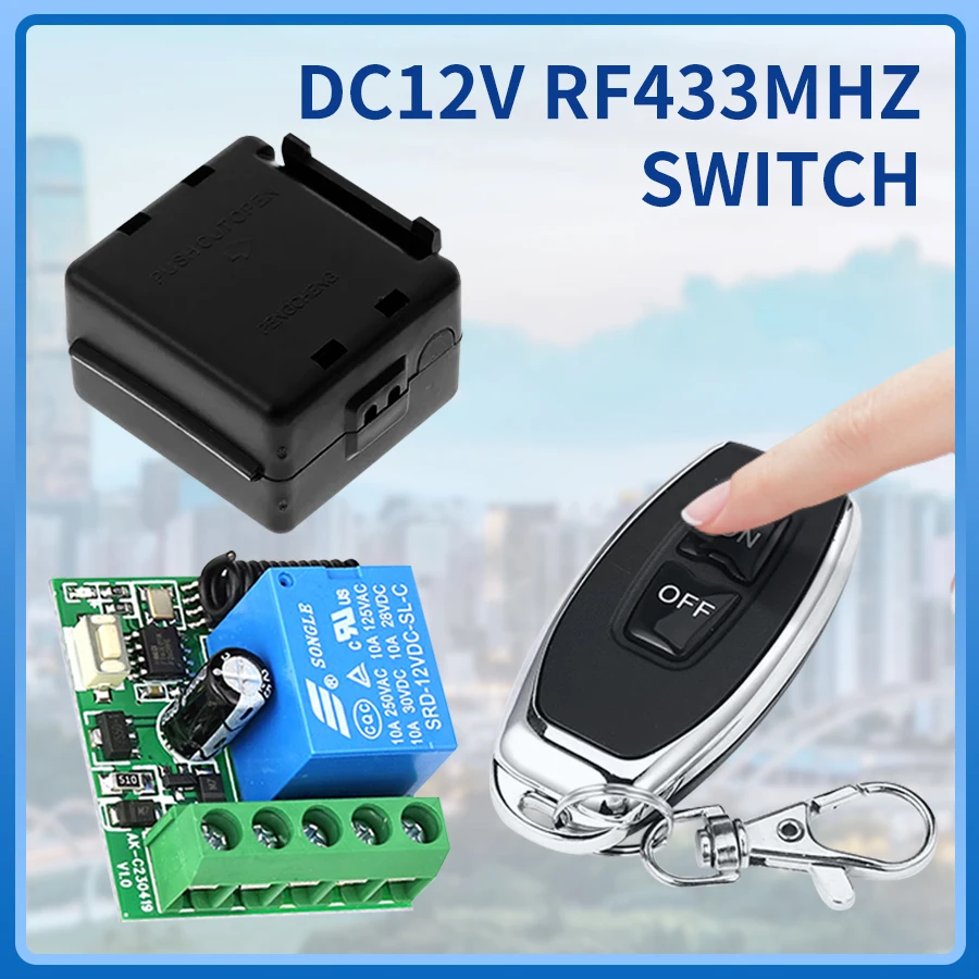 범용 무선 리모컨 스위치, 릴레이 리시버 모듈, RF 송신기, LED 게이트 차고용, DC 12V 1CH, 433Mhz, 10A, 433Mhz 