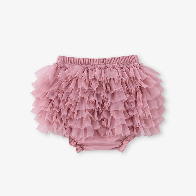 Kids Girls Cute Mesh Bloomers Tutu Elastic Waistband Tiered Princess Skirt for Birthday Wedding Party Daily Ballet Performance