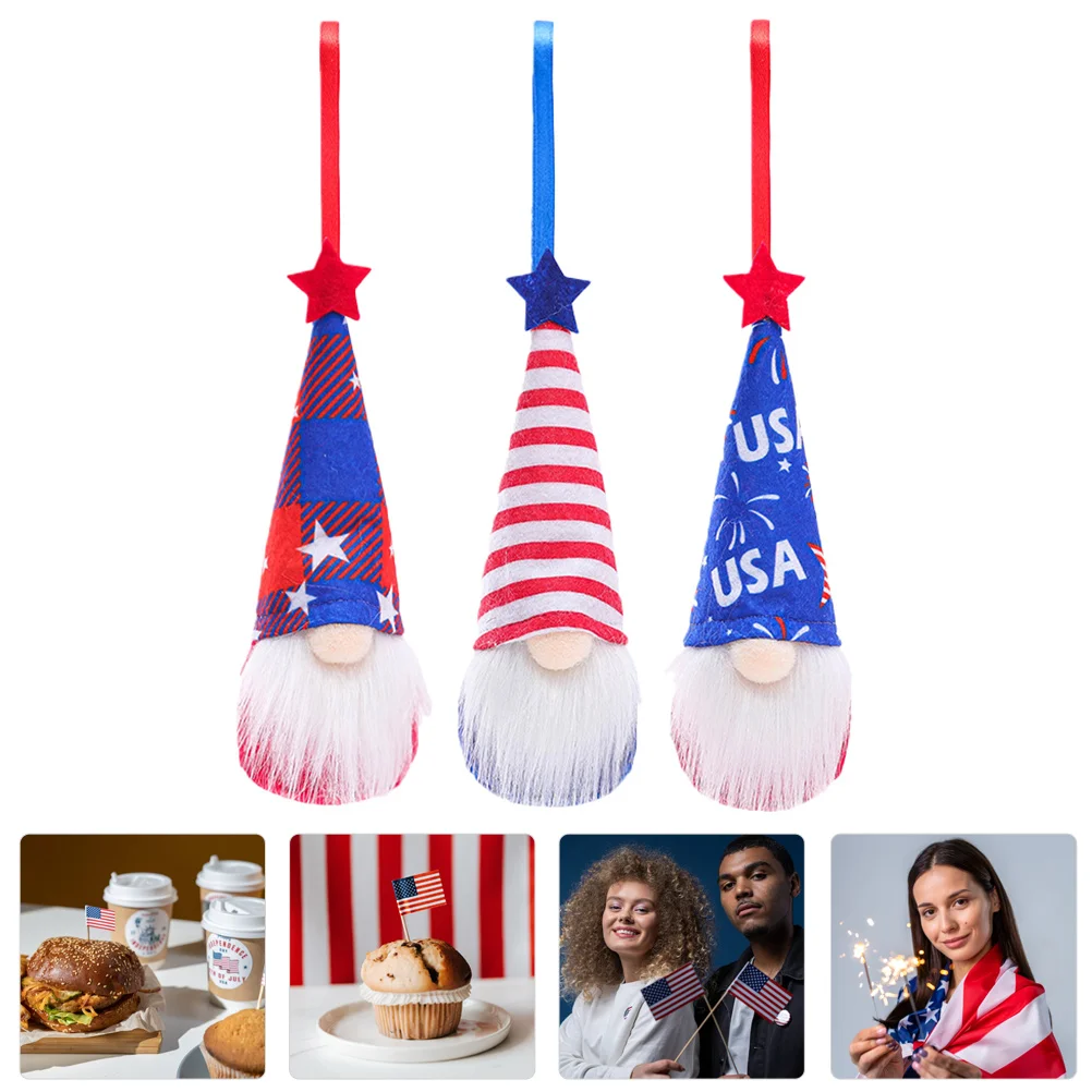 

3 Pcs Hanging Decorations Bedroom Office Creative Holiday Party Gifts Independence Day Gnome Pendant Adornments