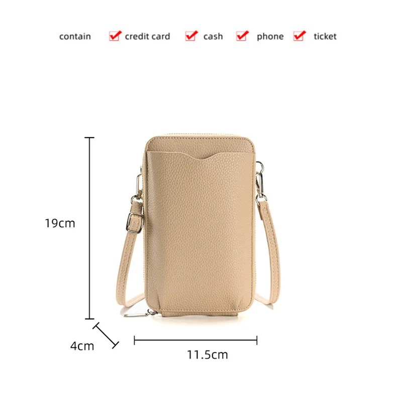 Women Wallet Single Shoulder Crossbody Cell Phone Bag Fashion Mini Versatile Satchel Multi Card Position Money Bag Keycase