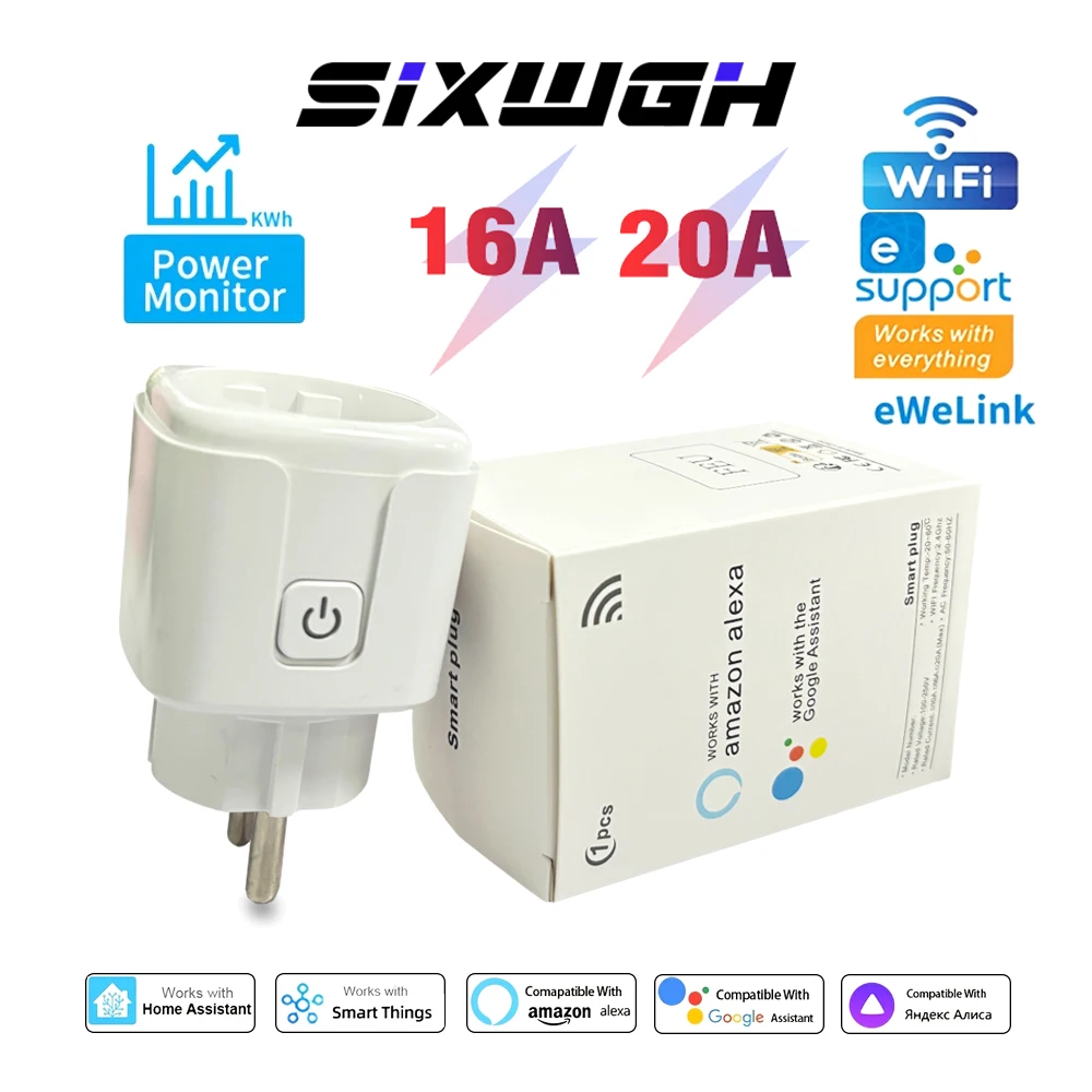 EWeLink Smart WiFi Socket EU Remote Control/Timer Switch/Battery Count Compatible With Google Home&Alexa