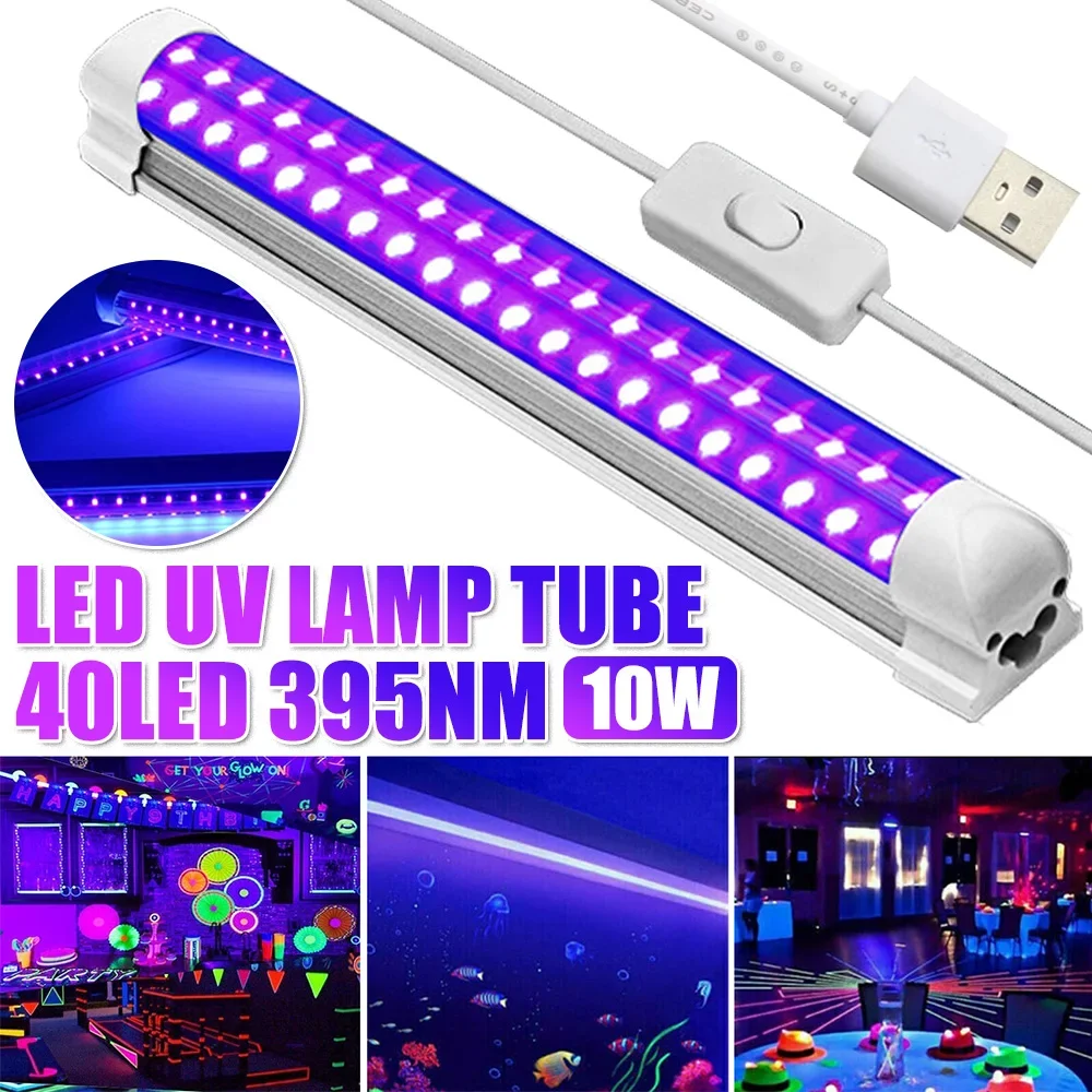 10W UV Purple Black Light 365nm 395nm UV Strip Lamp LED Tubes Glow Light Ultraviolet Lamp For Halloween Glow Party Stage DJ Club