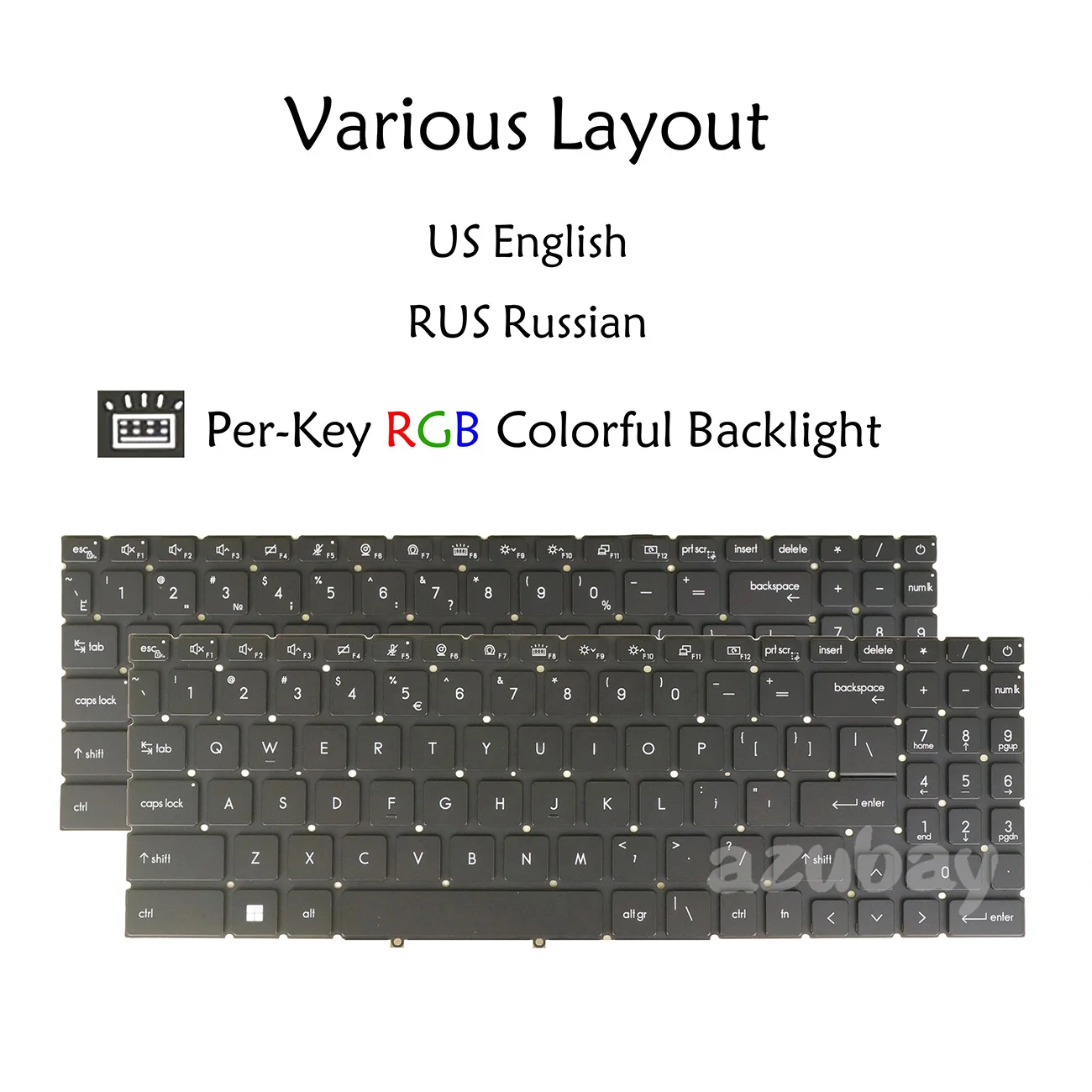US Spanish Russian Laptop Keyboard For MSI Stealth GS77 12UE 12UG 12UGS 12UH 12UHS MS-17P1 MS-17N1 MS-17N2, Per-Key RGB Backlit