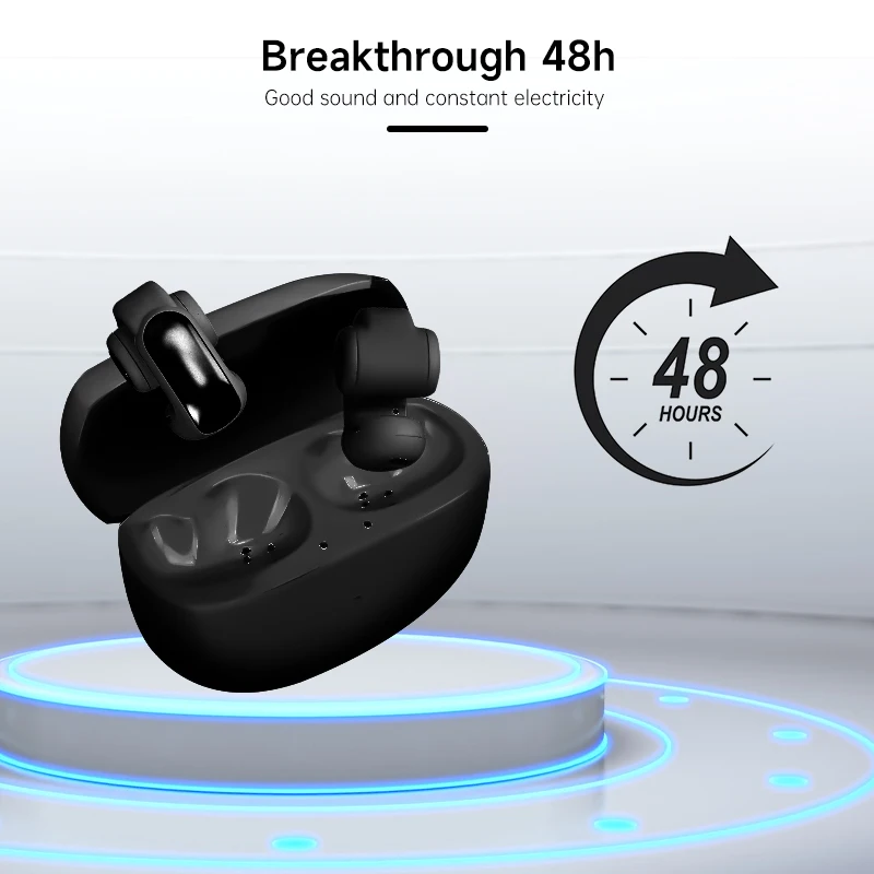 

Open Ear Clip Earphones Voice Control 17 Different Language Wireless Earphones Noise Reduction with Charging Case for Sports