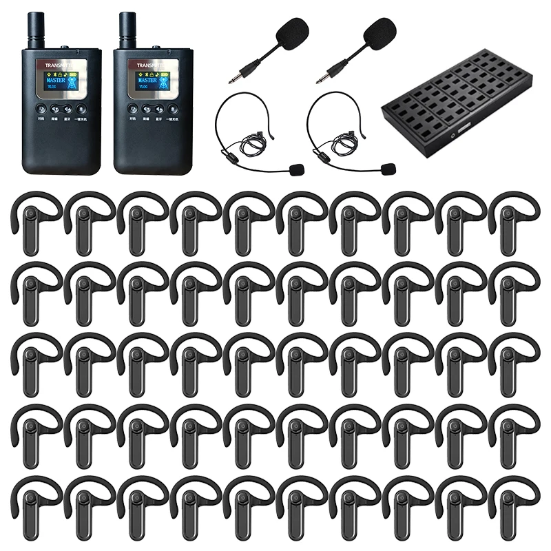 

WirelessLinkx Wireless Tour Guide System 2.4GHZ 999 Channels for Translation Conference 2 Transmitters 50 Receivers 1 Charger