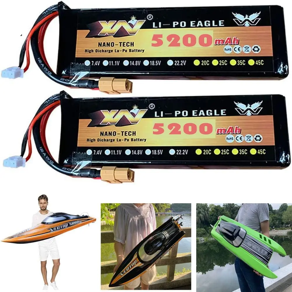 

Battery Parts 7.4V 5200mAh, 2-Piece Package for Remote Application Control Ship Replacement 2.4G S4.0 Pro Remote Control Ship El