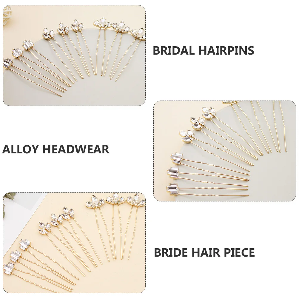 

9 pcs 1 Set Wedding Hair Pins Bride Hair Accessories Rose Gold Glittering Alloy Bridal Headwear For Banquet Party Daily Wear