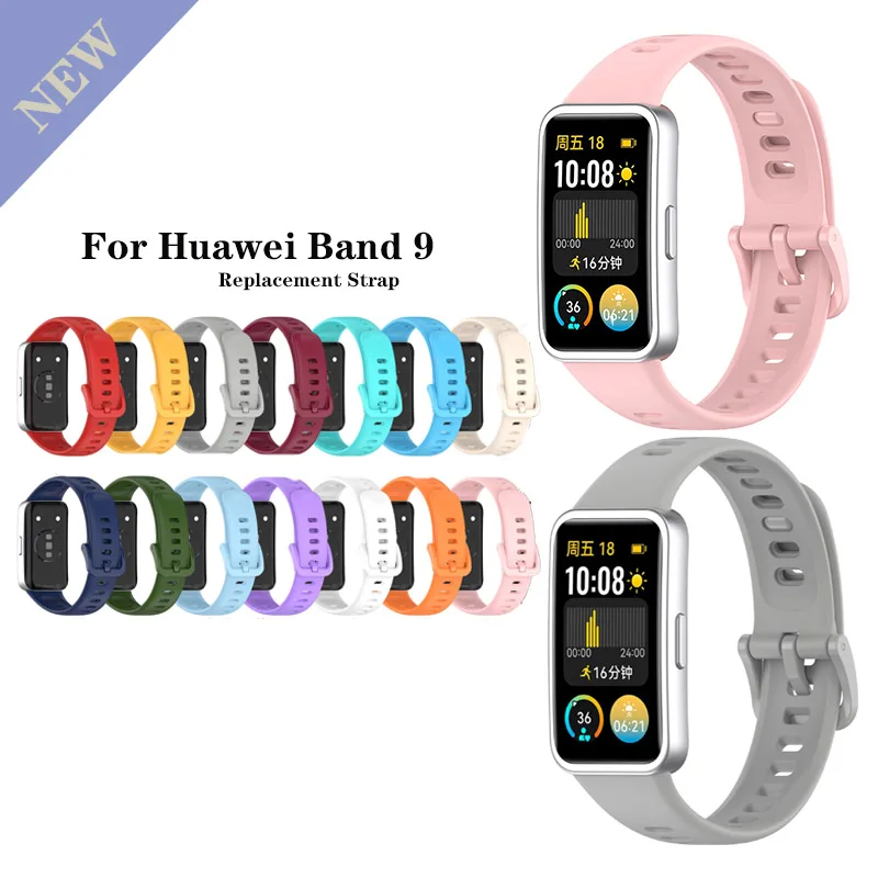 For Huawei Band 9 / 8 Soft Silicone Strap Rubber Same Color Buckle Watchband For Huawei Band 8 9 NFC