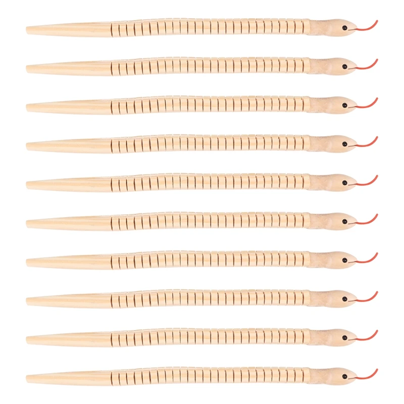 

A21I-10Pcs 12 Inch Unfinished Wooden Wiggly Snakes Jointed Flexible Wooden Snake Blank Animal Model Crafts Toys For Arts