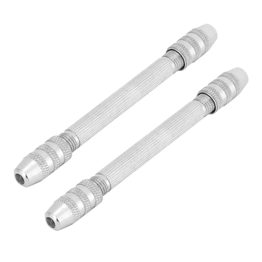 2Pcs Portable Metal Pin Vise Chuck Silver Length 10.3cm Mini Pin Vise Double End Pin Vise For Jewelry Making