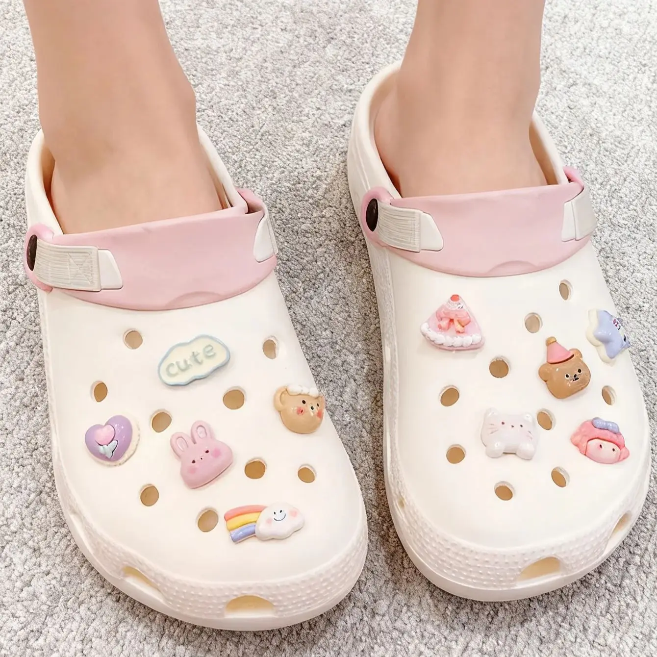 10PCS/Set Cute Cartoon Animal Hole Shoe Shoe Buckle Decorative Buttons Star Bear Flower DIY Shoe Flower Accessories Girls Gift