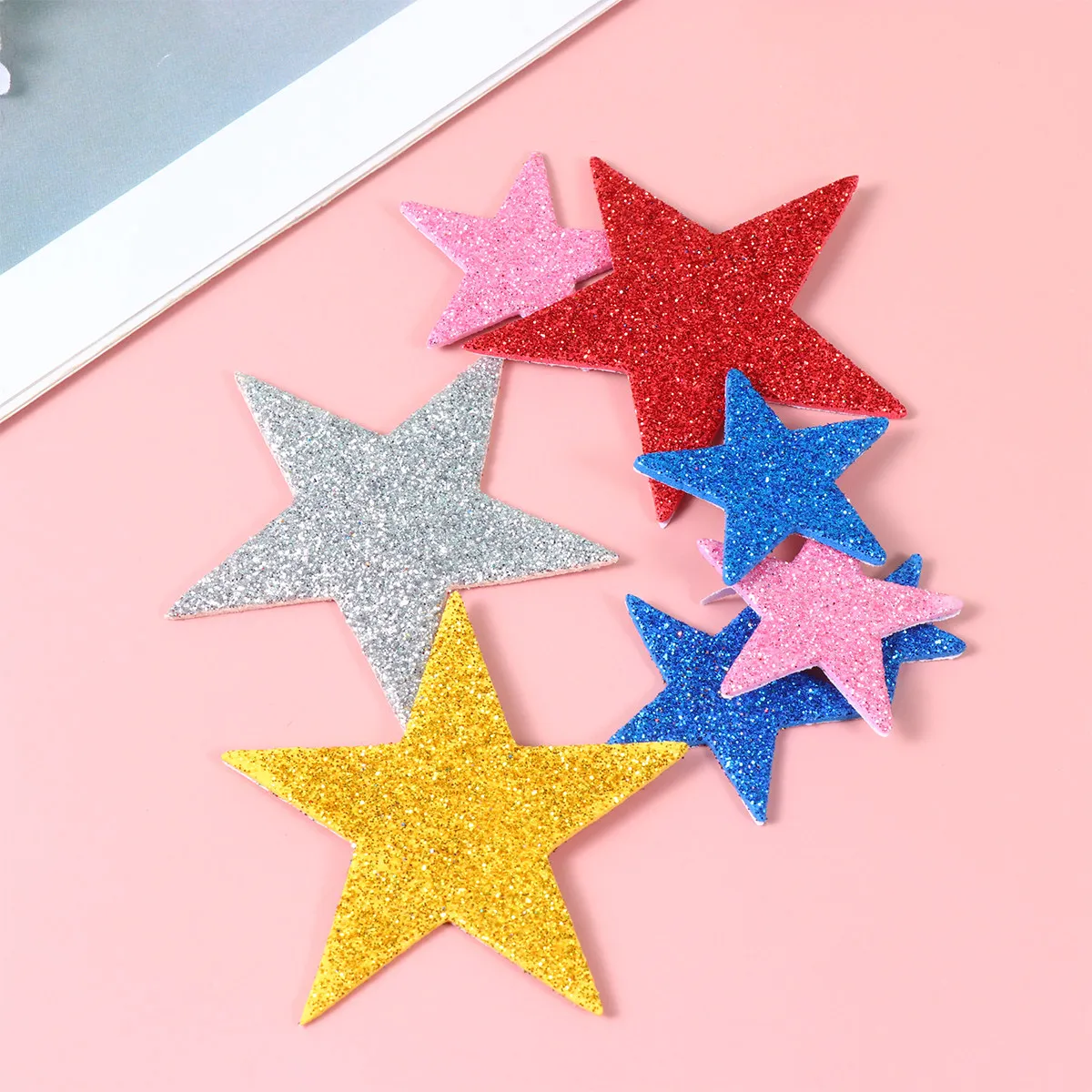 100Pcs Star Shape Glitter Stickers Self Adhesive Eva Stickers for School Craft Projects Classroom Decor Letter Number