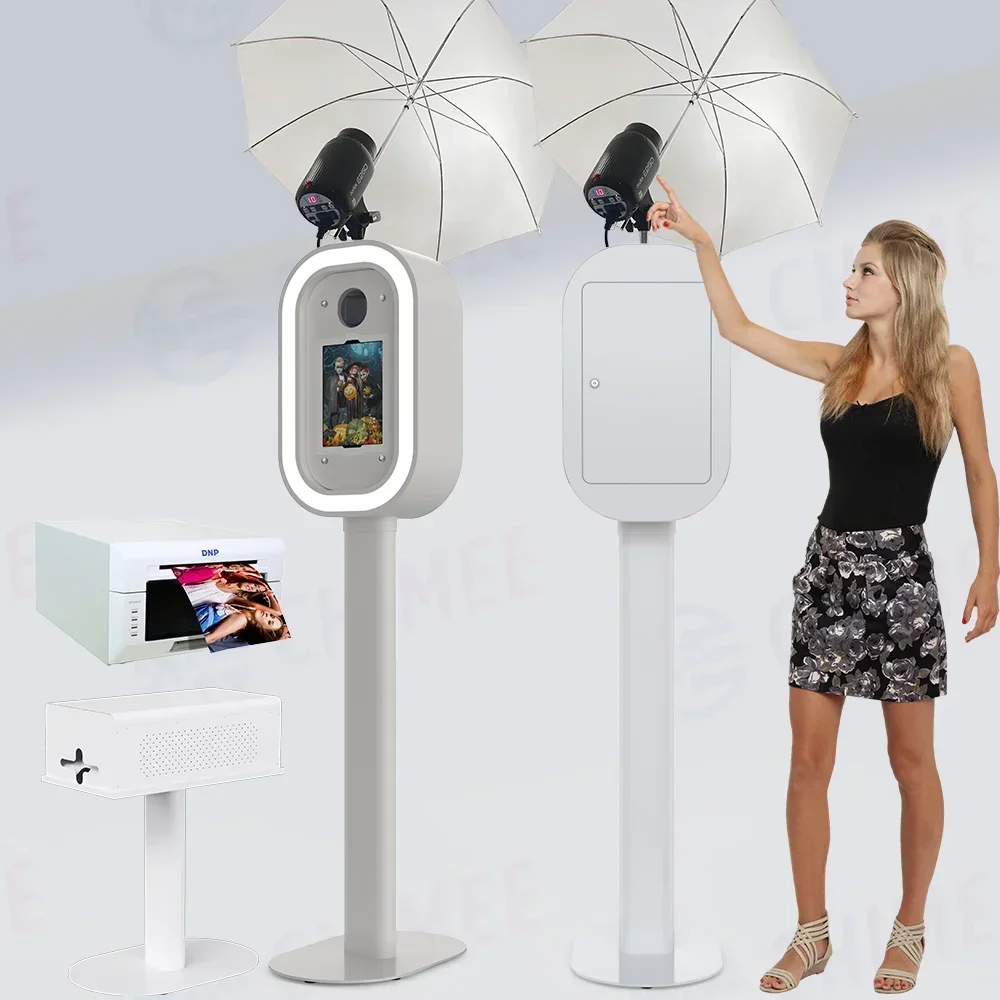 Newest Party Supplies High Class DSLR Camera iPad 10.2-13 Inch All in One Shell Oval Photo Booth Machine With LED Ring Light