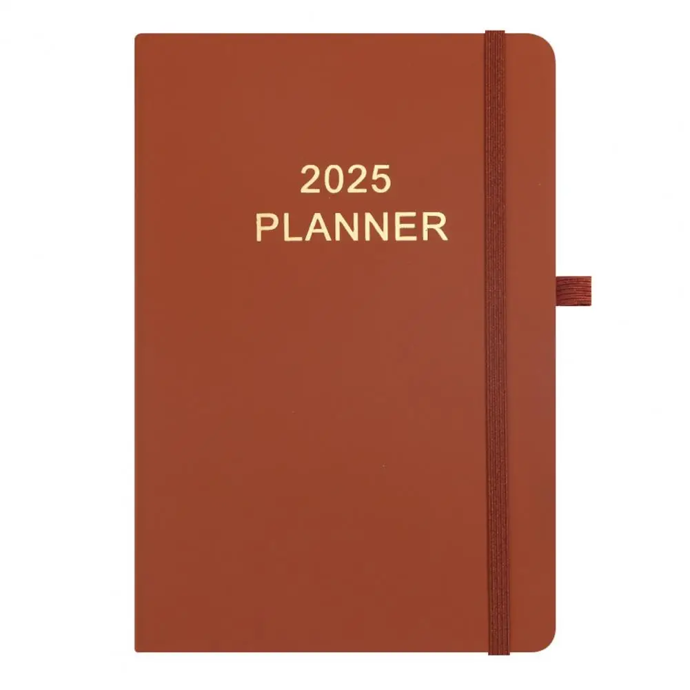 to December Planner 2025 Faux Leather Agenda Planner with Pen Holder for Office School Monthly Weekly Layouts Schedule Book