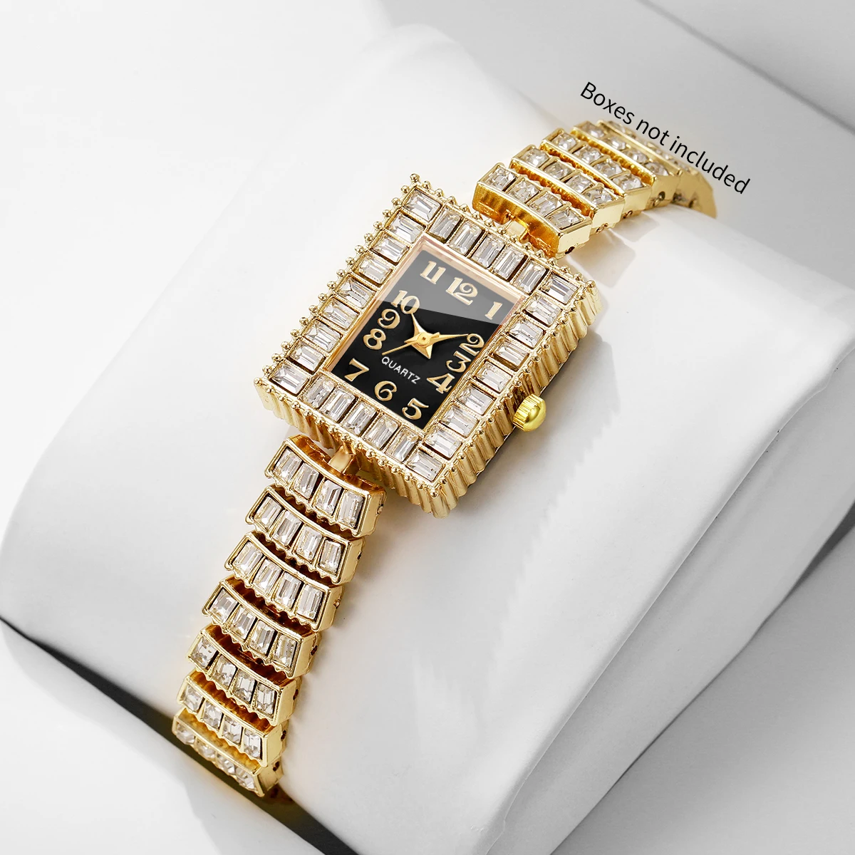 Elegant Rhinestone Square Women Watches Golden Bracelet Strap Ladies Dress Quartz Wristwatch Relogio Feminino（Without Box）
