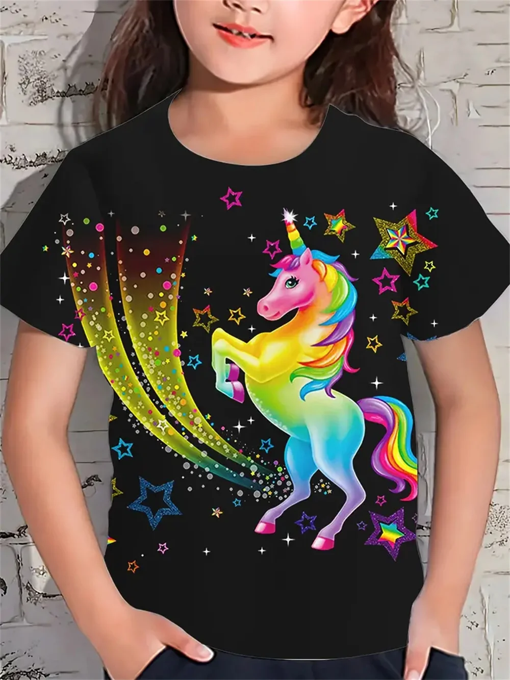 2025 nuevas camisetas divertidas con estampado 3d de animales para niñas, camisetas de manga corta a la moda para fiestas y festivales, camisetas casuales, ropa para niñas