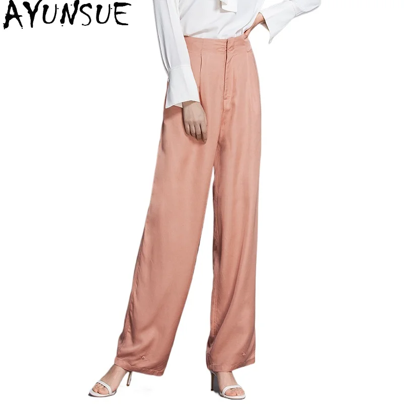 AYUNSUE 95% Mulberry Silk Pants for Women High Waisted Trousers Womens Office Wear Harem Pants Summer Womans Clothing 바지 2024