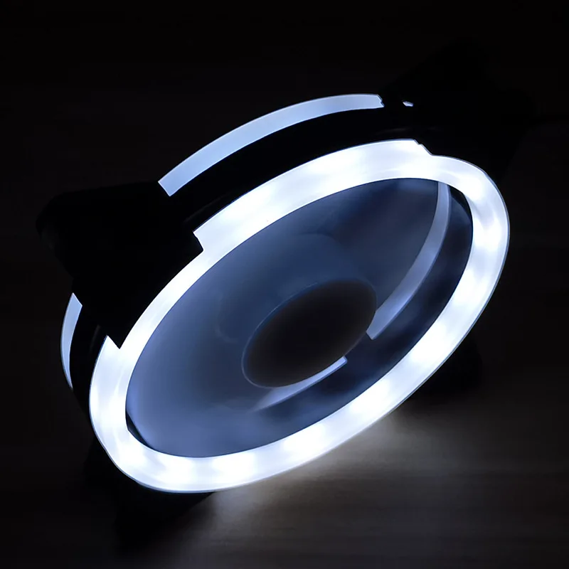 Multi-color Dual Aperture 12CM Fan Silent Desktop Host Computer Air-cooled Radiator Led Aurora Chassis Fan