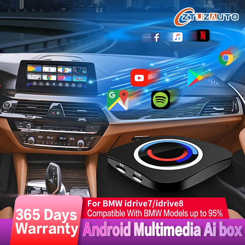 2023 CarPlay Ai Box For BMW ID6 ID7 ID8 Upgrade Andriod 10 Built in Gps Pluy And Play 4G Lte Dual Bluetooth