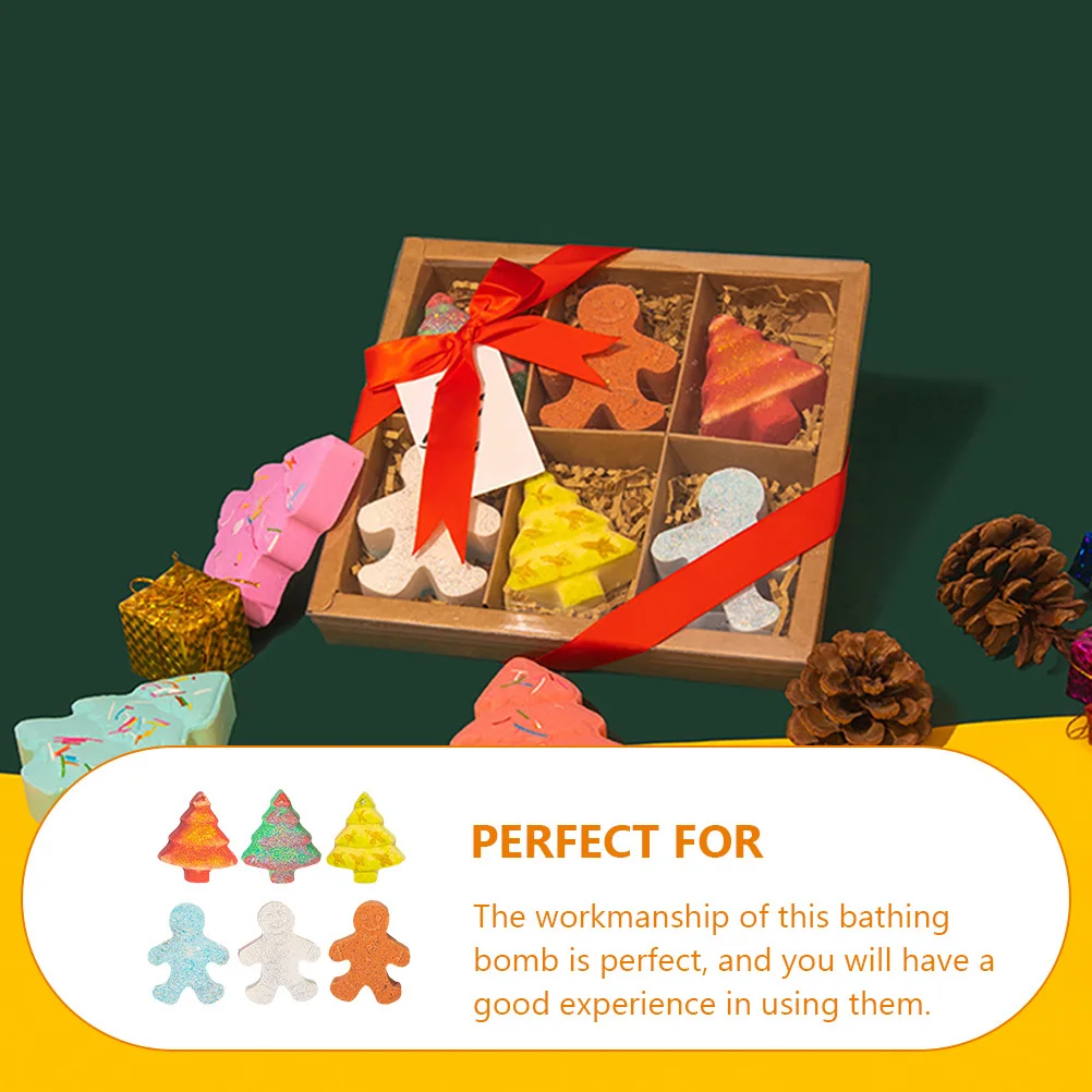 

6pcs Gingerbread Man Bath Natural Fragrance Travel Bathing Set For Christmas Showering With Essential Oils Rich