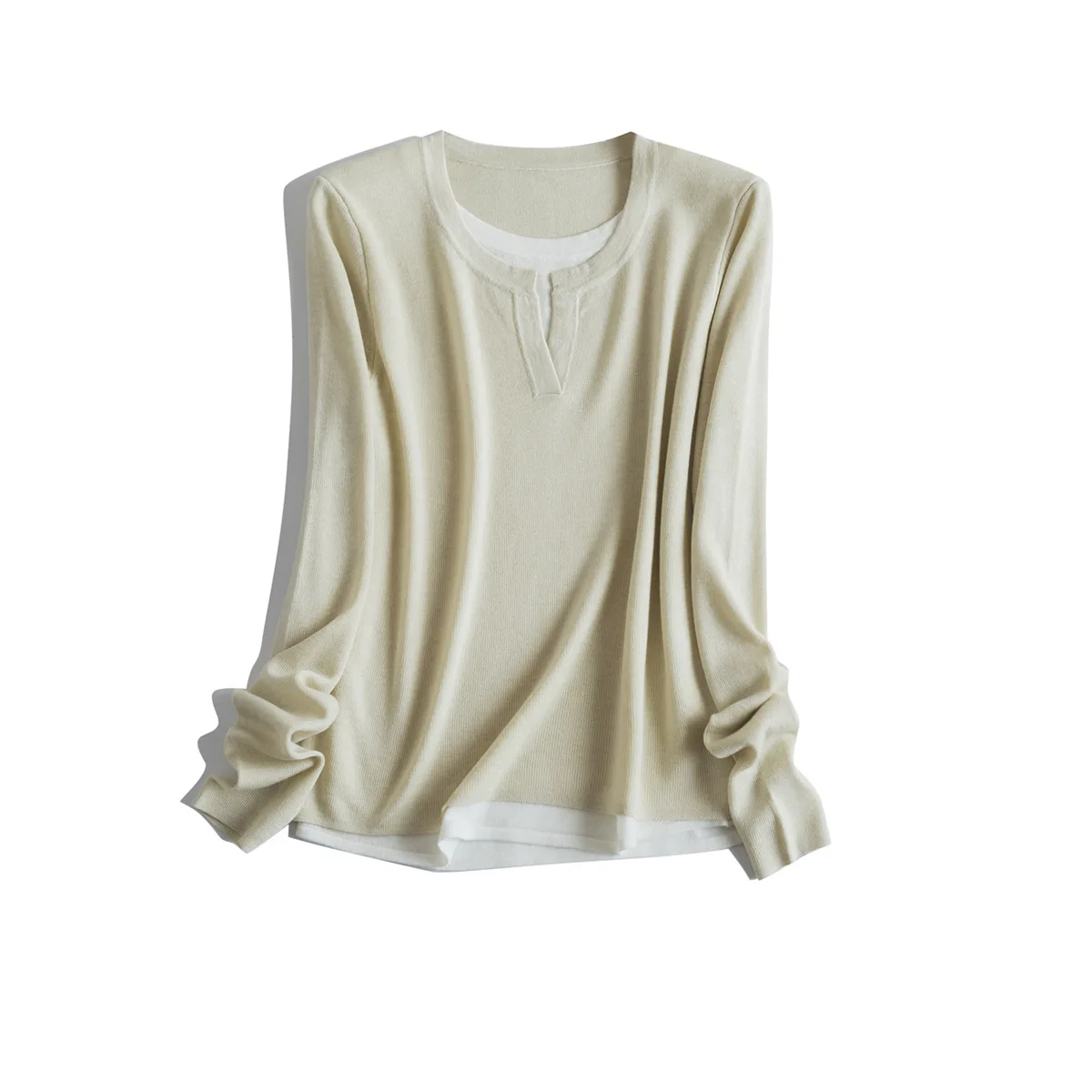 Spring and Autumn Women's Casual Solid Color Round Neck Long Sleeve Loose Sweater