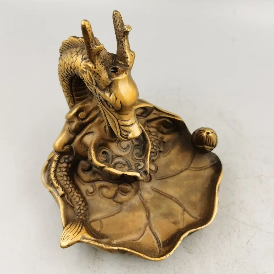 Dragon head lotus leaf Backflow Incense Burner Statue for Tea Home Decor Ornaments