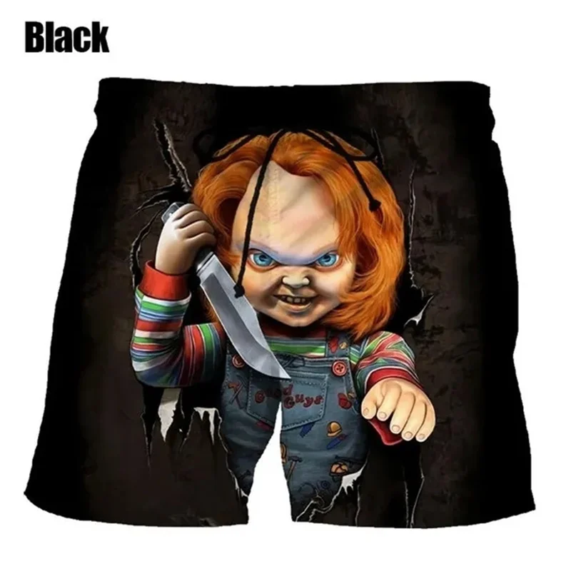 Horror Chucky Doll Graphic Beach Shorts Men 3D Print Board Shorts Surfing Swim Trunks Kids Cool Ice Short Pants Beachwear