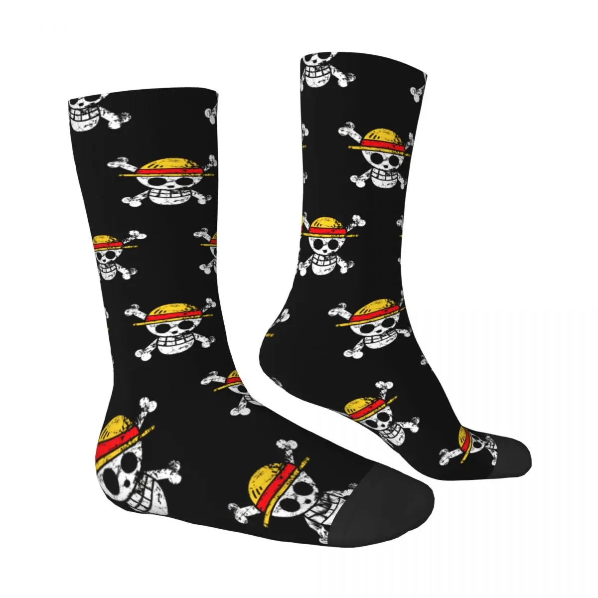 Straw Hat Jolly Roger Socks Kawaii Stockings Winter Anti Slip Adults Men Socks Comfortable Pattern Skateboard Socks