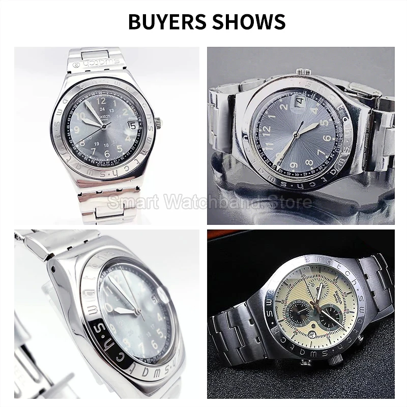 Accesorio de reloj de tres eslabones de acero inoxidable 17 20 para Swatch YGS749G interfaz cóncava convexa resistente a los arañazos correa de reloj duradera