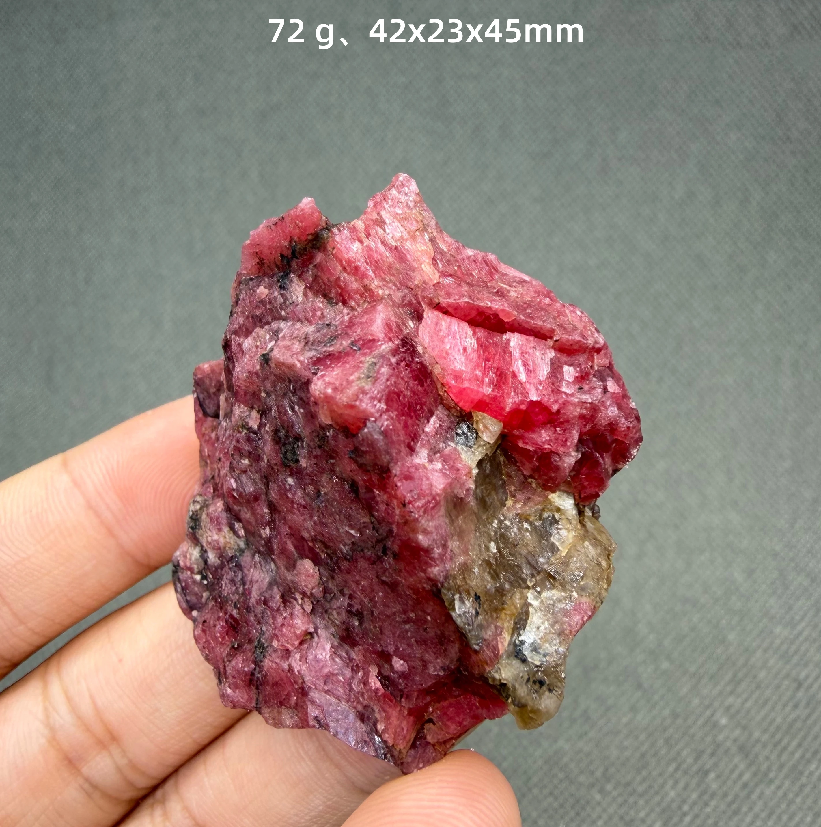 Vivid Rose Red Rhodonite Crystal Cluster, Espécimen Mineral de Manganeso Rosa Natural, Raro